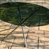 Chrome table and smoked glass