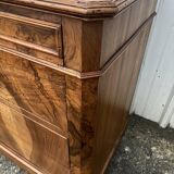 Chest of drawers in walnut and burr walnut, late 19th century, 4 drawers