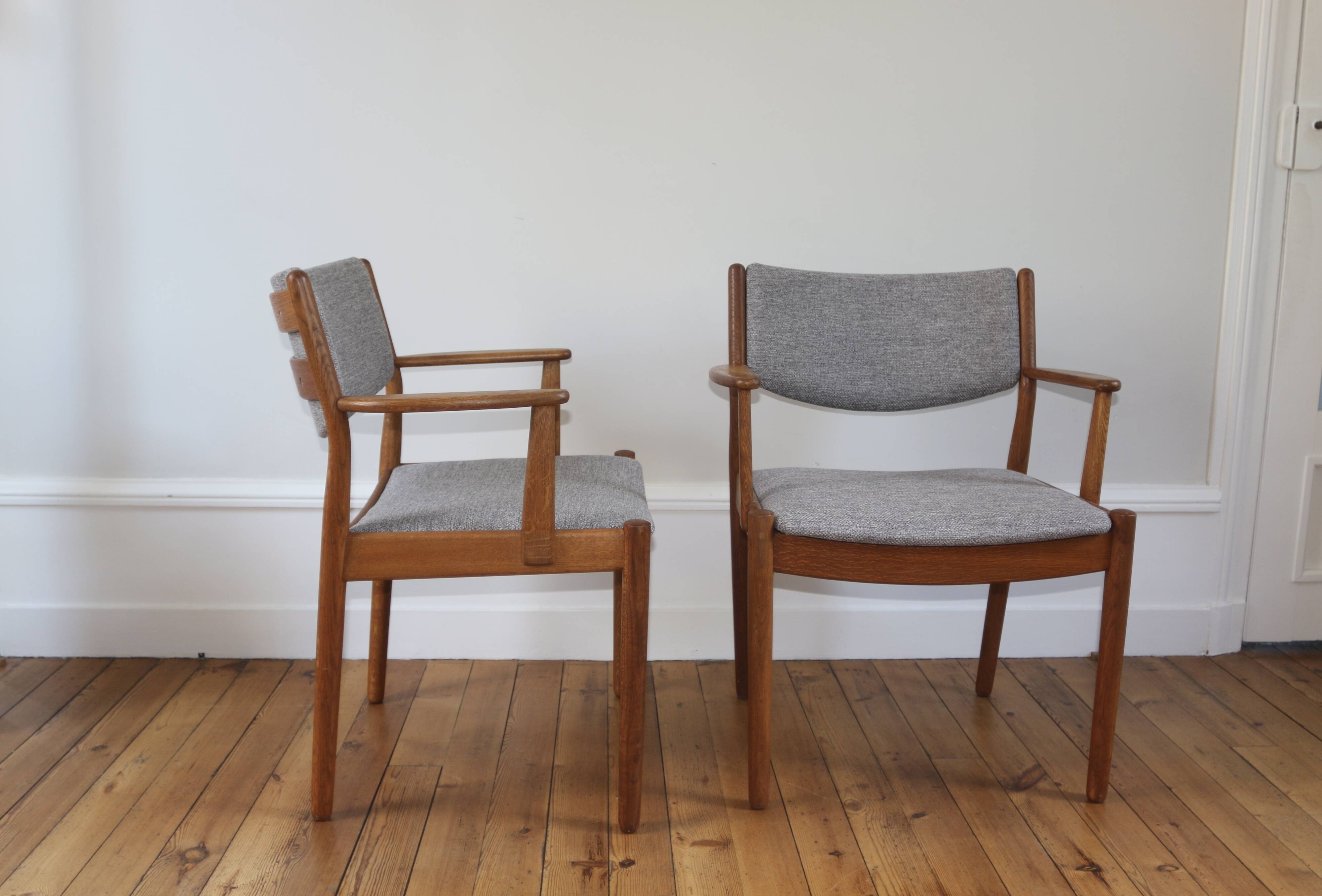 Pair of vintage Scandinavian Poul Volther J72 oak armchairs, 1960s
