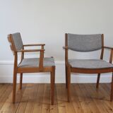Pair of vintage Scandinavian Poul Volther J72 oak armchairs, 1960s
