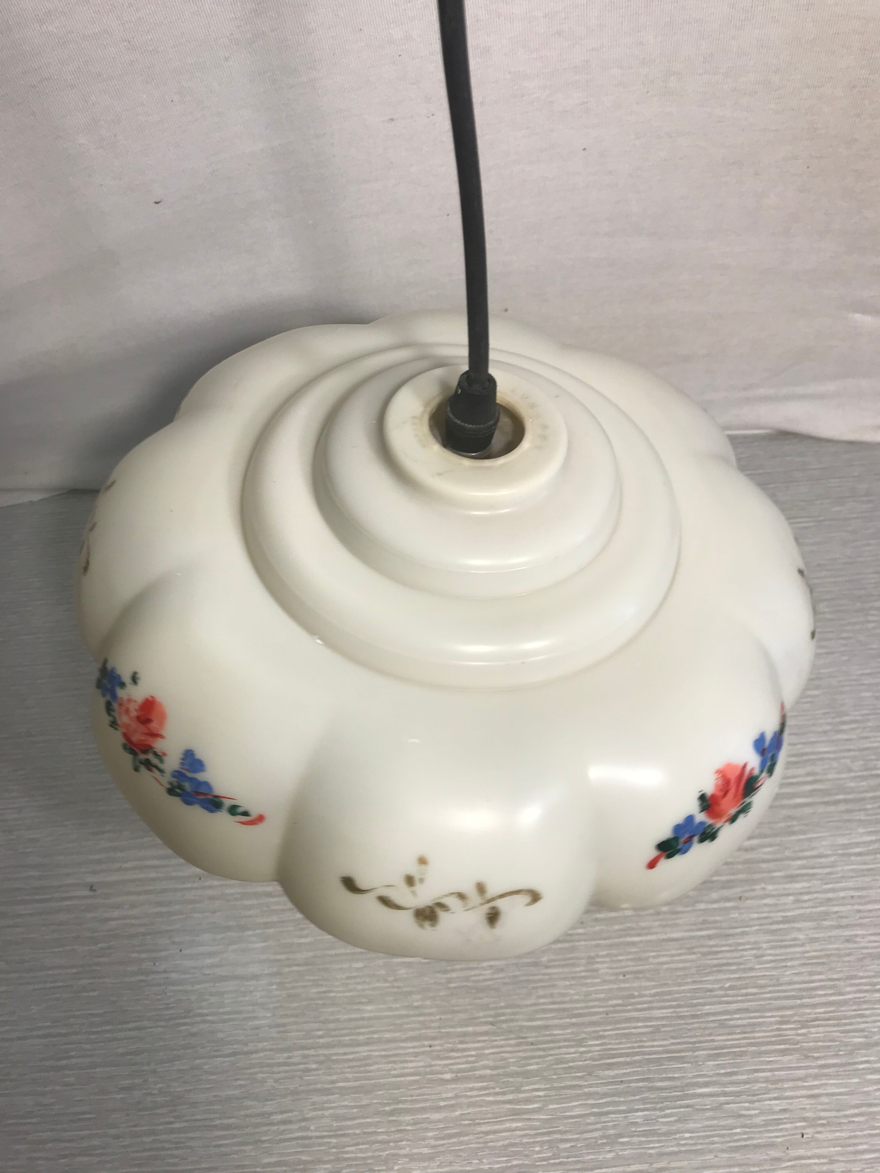 Hanging ancient bakelite white drawing flowers kitchen years 70 vintage