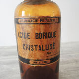 Old pharmacy jar, apothecary bottle, crystallized boric acid