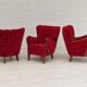 Années 1960, design danois, fauteuil en tissu rouge cerise, très bon état d’origine.