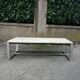 Rectangular coffee table in travertine, glass and aluminium L120