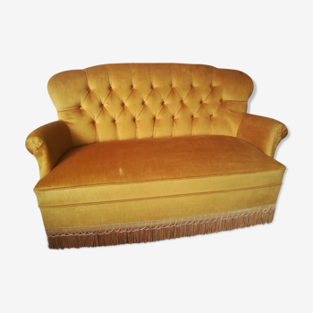 Gold velvet banquette