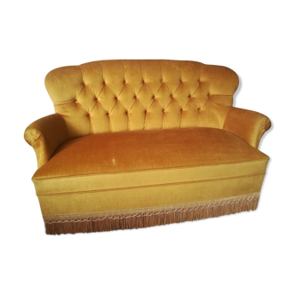 Gold velvet banquette