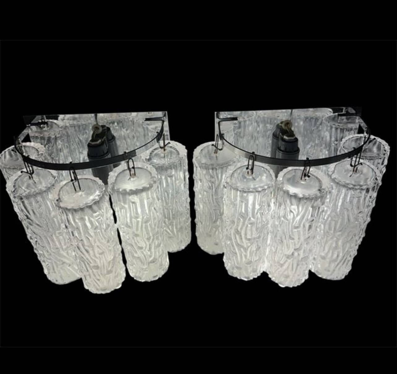 Pair of Venini Tronchi wall lights by Toni Zucherri, Italy 1970