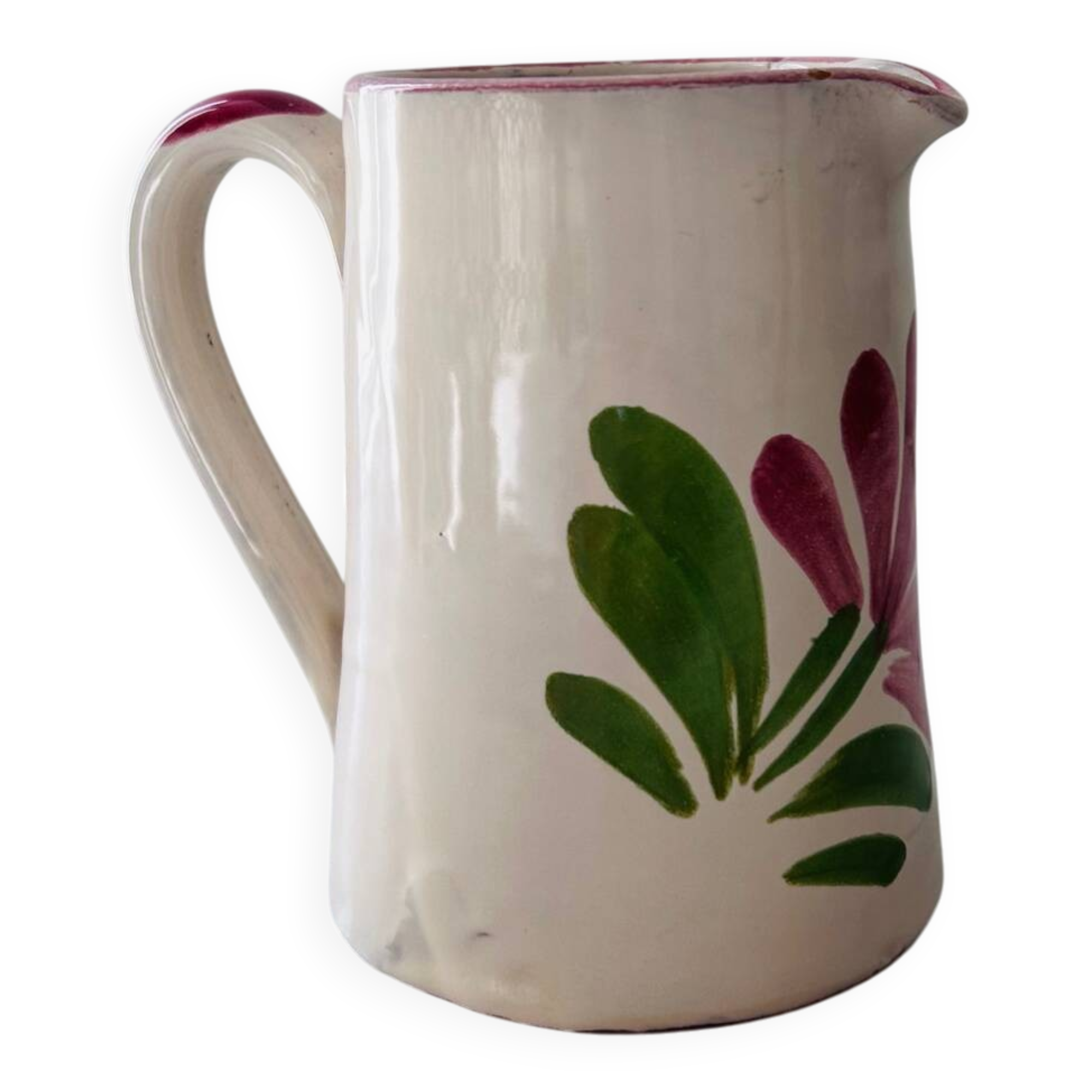 Pichet ivoire décor floral à