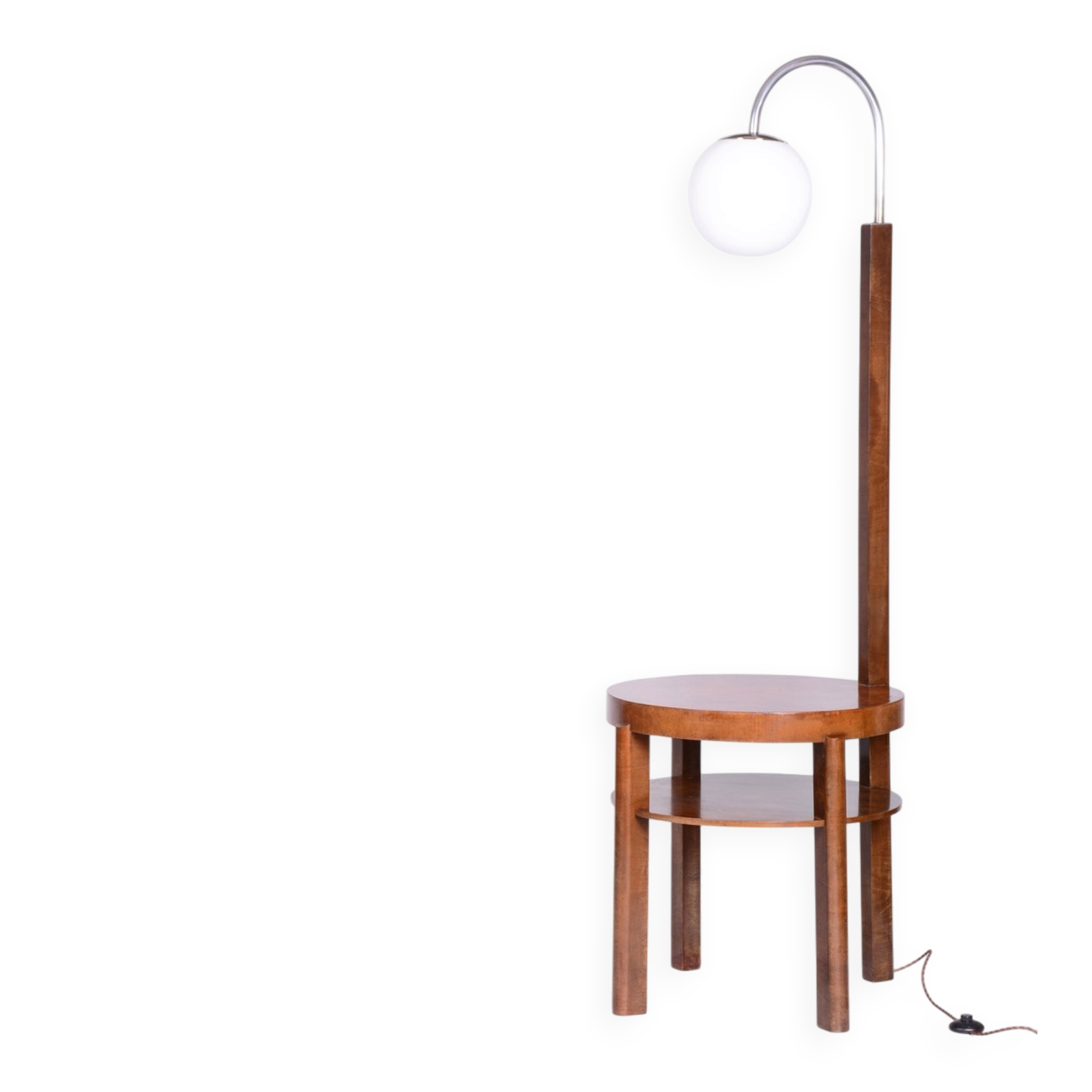 Art Deco Floor Lamp in Beech and Walnut, 1930s