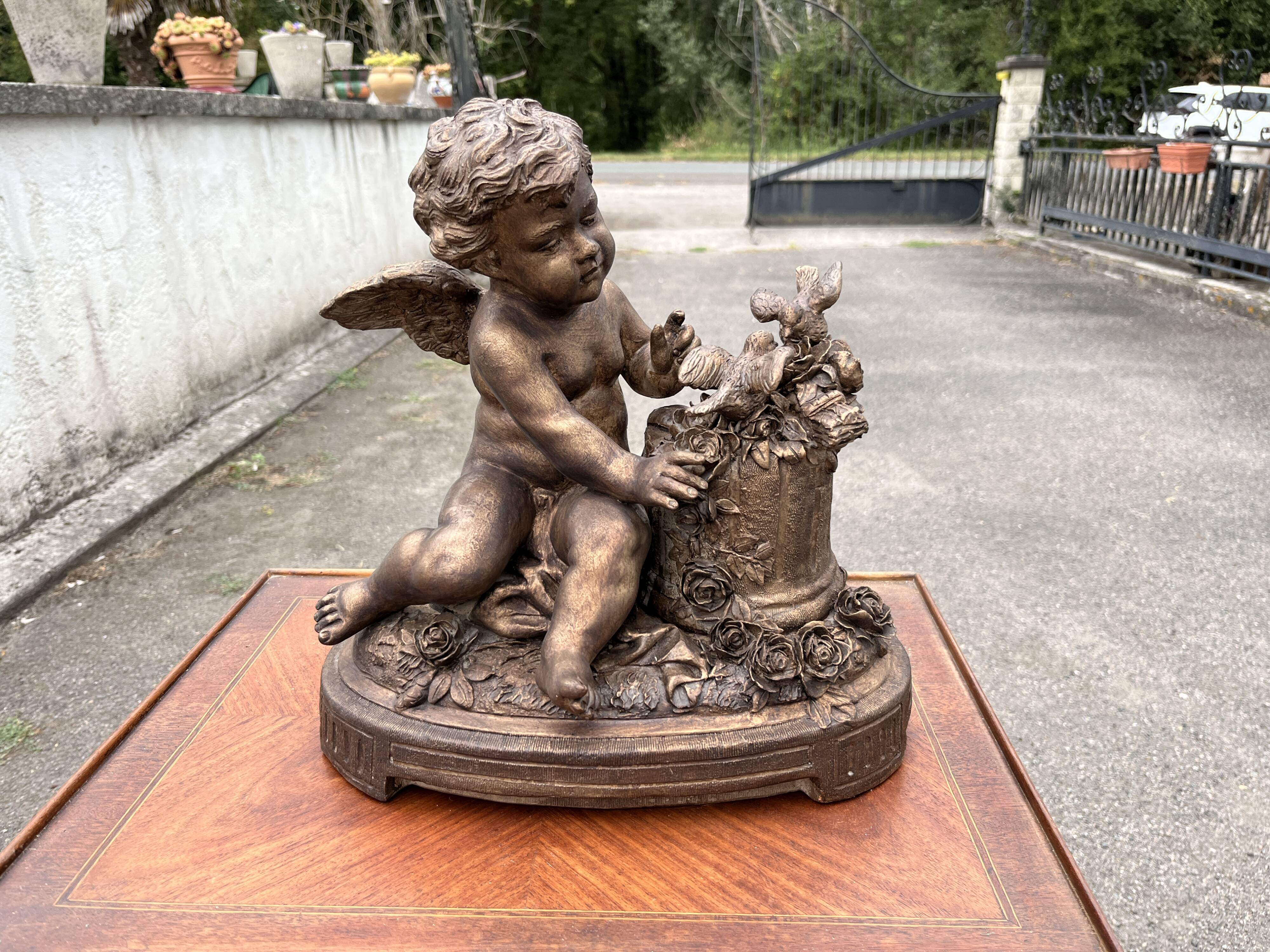 Meyer – Antique terracotta sculpture – Winged putto