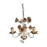 Lustre 3 branches métal laqué beige et or