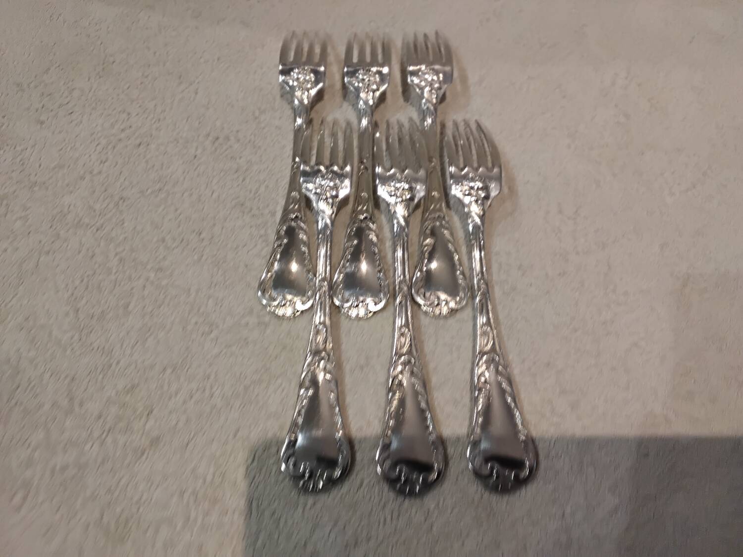 6 silver plated table forks by Christofle Chrysanthemum