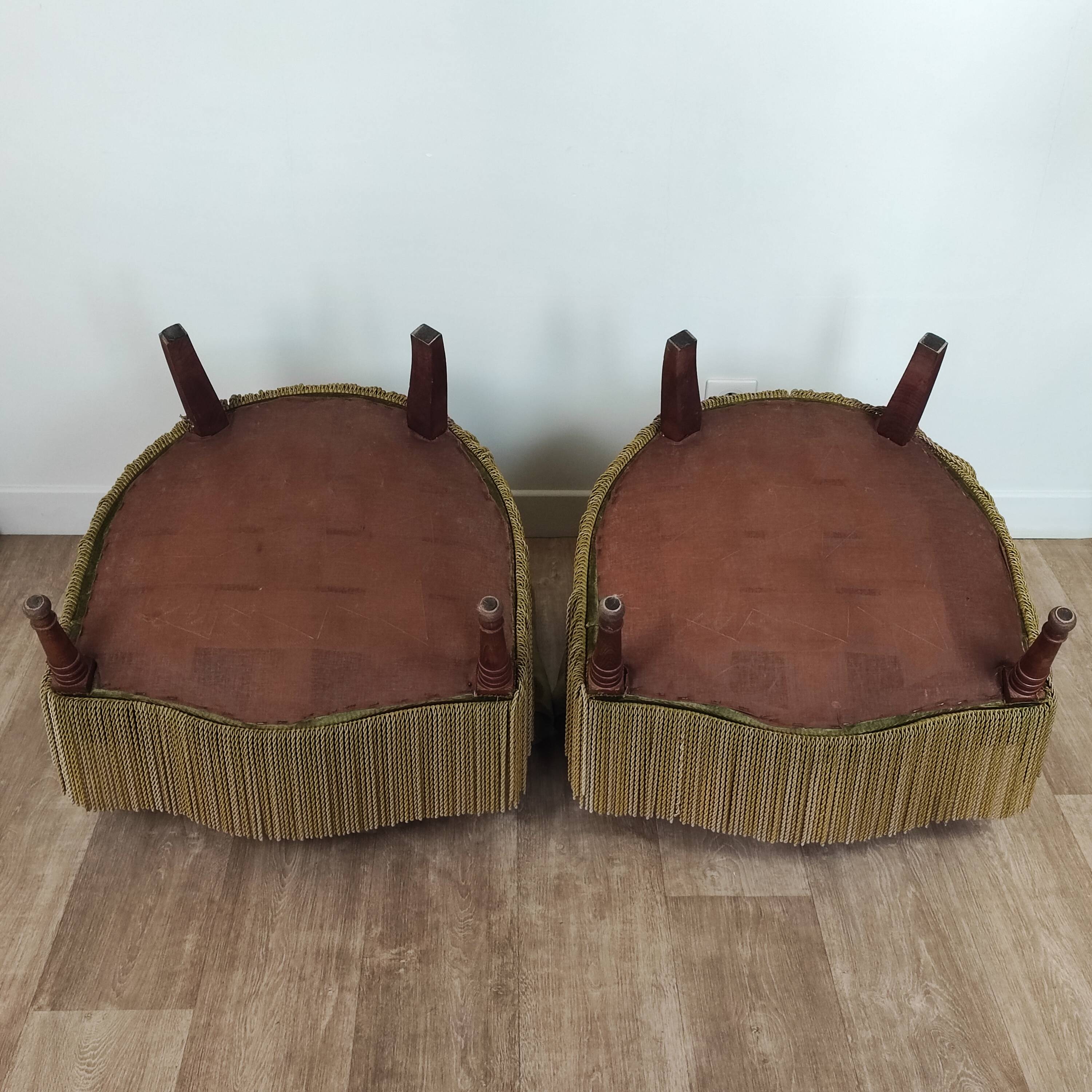 Pair of velvet toad armchairs