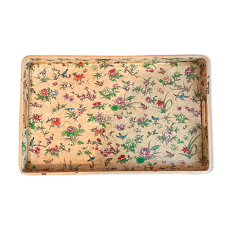 Japanese lacquered wood flower tray