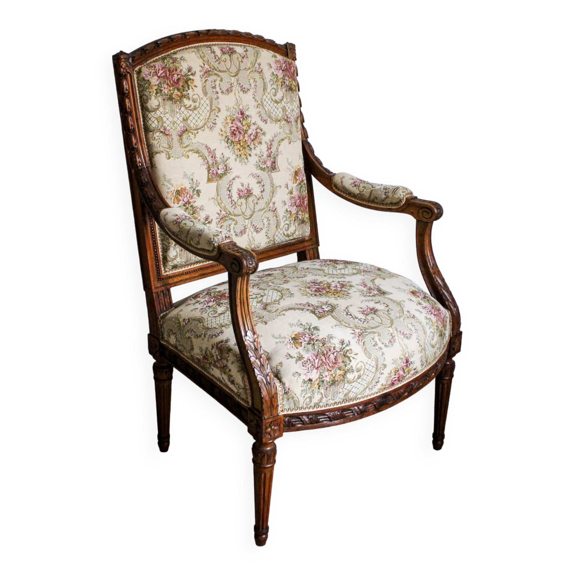 Louis XVI style carved armchair