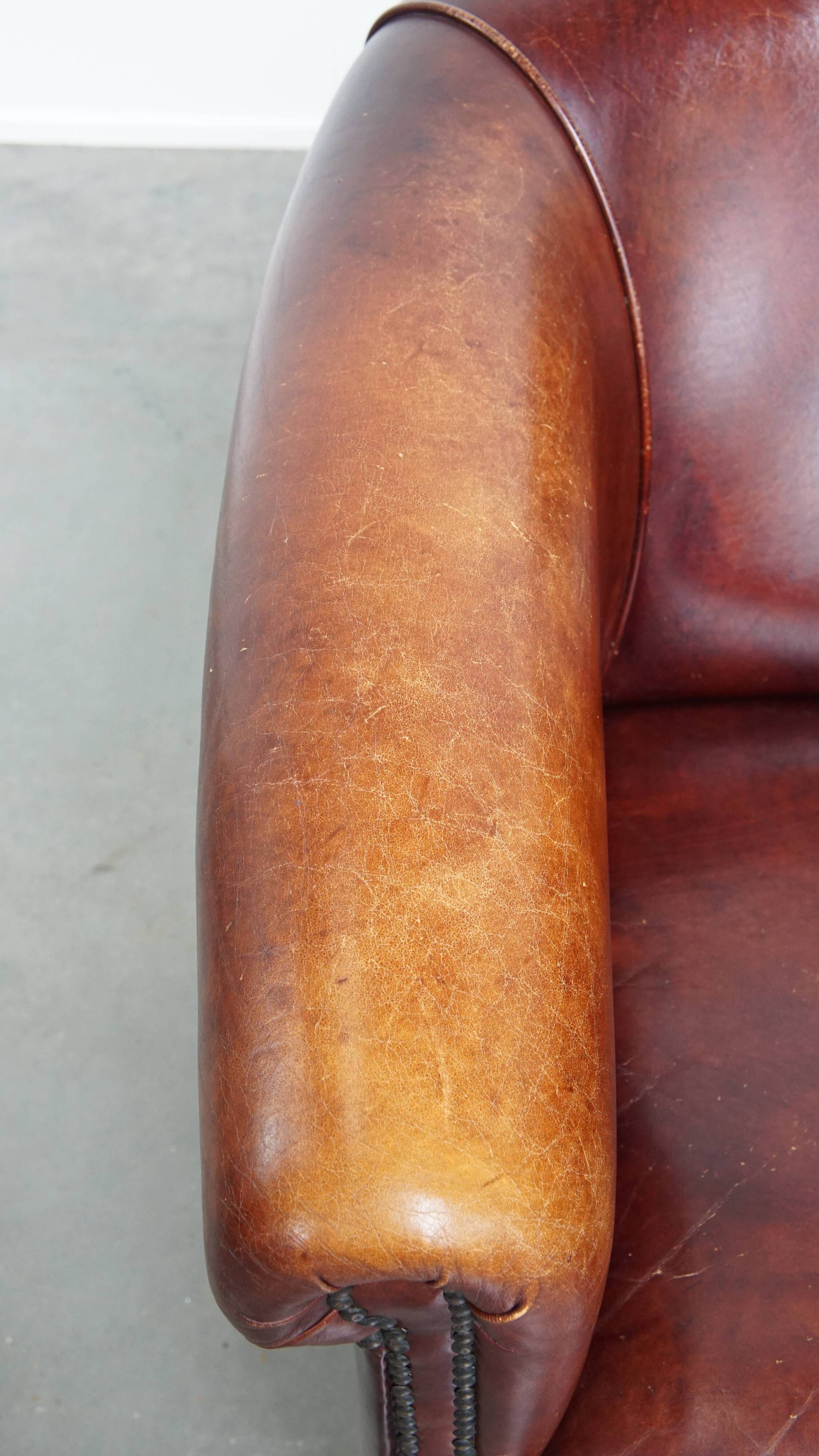 Cowhide Leather Club Chair in English Style