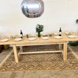 Table de ferme en chêne massif avec 2 rallonges centrales