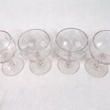 Set of 4 wine glasses tasting glasses in cut blown glass NINETEENTH CENTURY