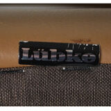 Lot of rosewood and khaki leather chairs 1960s, Manufacturer Lübke,
