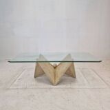 Table Basse Italienne en Travertin, 1980s