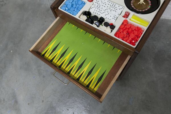Unique table de chevet jeux 1960 15 jeux complets pieds compas 1960