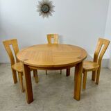 Old extendable table in solid elm from the 70s/80s, Maison Regain Vintage design