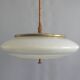 Suspension Art Déco en laiton blanc et verre - années 1930-1950