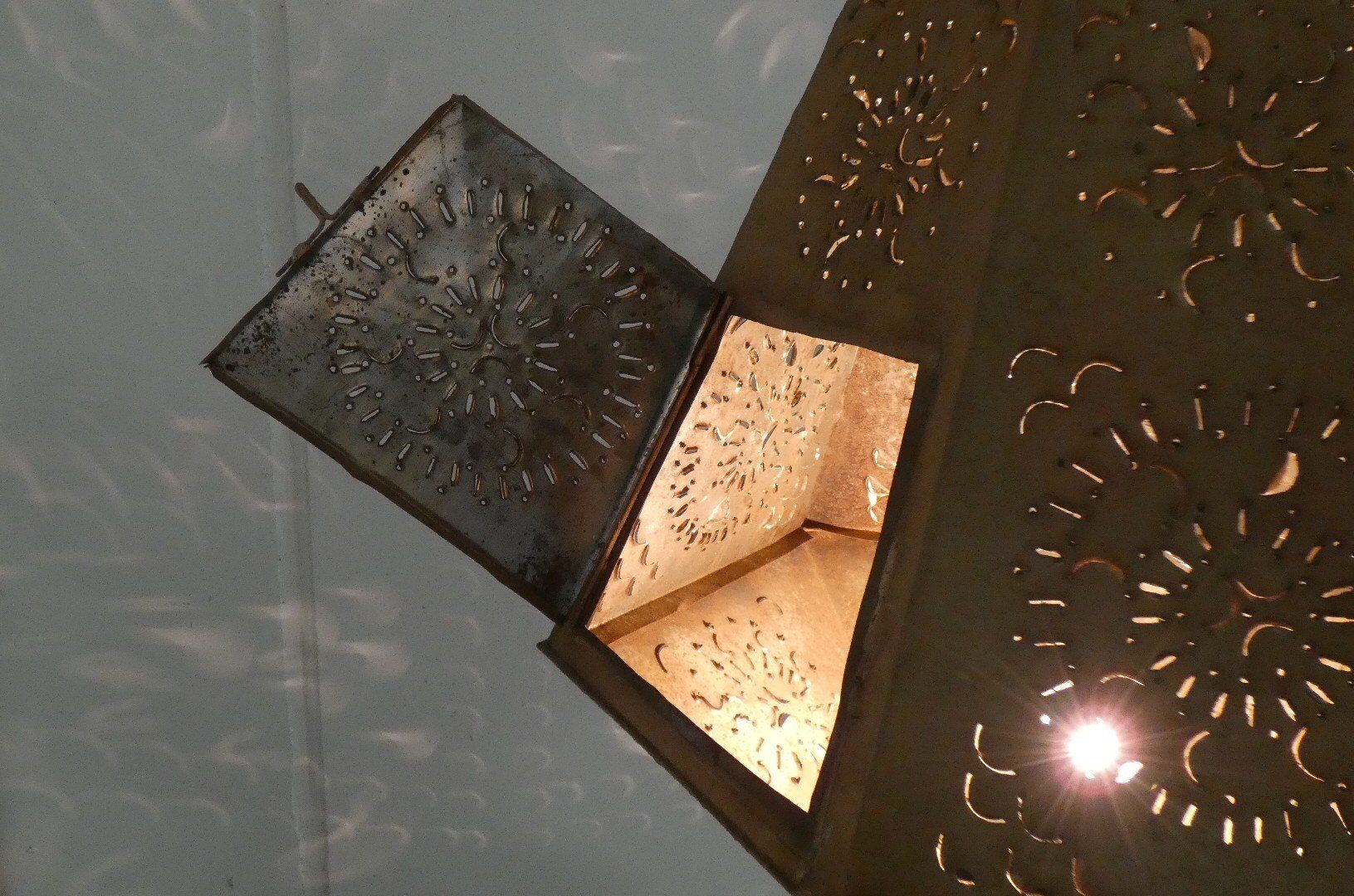 Large openwork metal floor lamps, Morocco, 1980s, set of 2