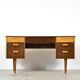 Midcentury Uniflex Walnut And Beech Concave Desk Designed By Gunther Hoffstead .