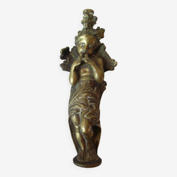 Ancien bronze ange musicien sculpture angelot Putti 17 cm