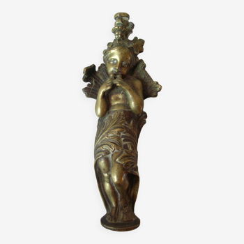 Old bronze angel musician sculpture cherub Putti 17 cm