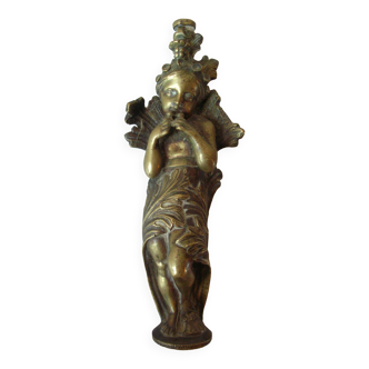 Ancien bronze ange musicien sculpture angelot Putti 17 cm