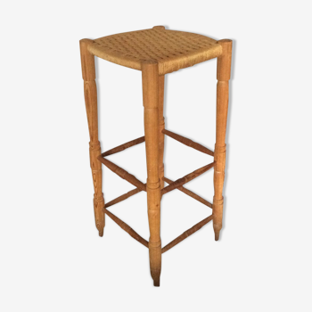 Tabouret haut bois et cordes