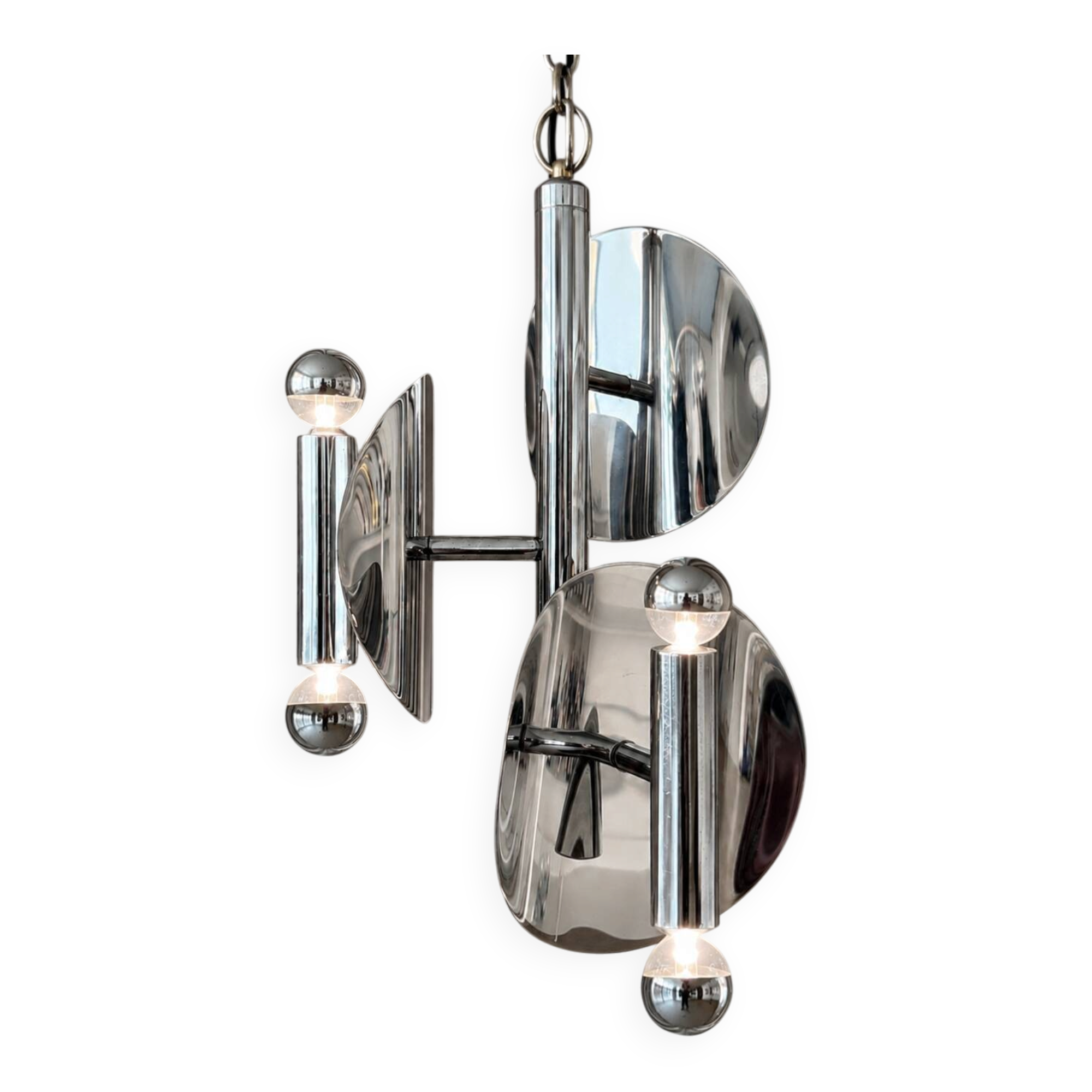 1970s Space Age chrome chandelier – 3 lights