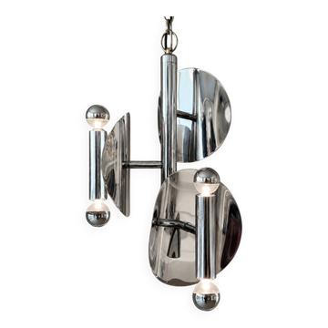 Chandelier chrome des années 1970 de l'ère spatiale – 3 lumières