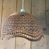 Vintage caned rattan pendant lamp 1970.