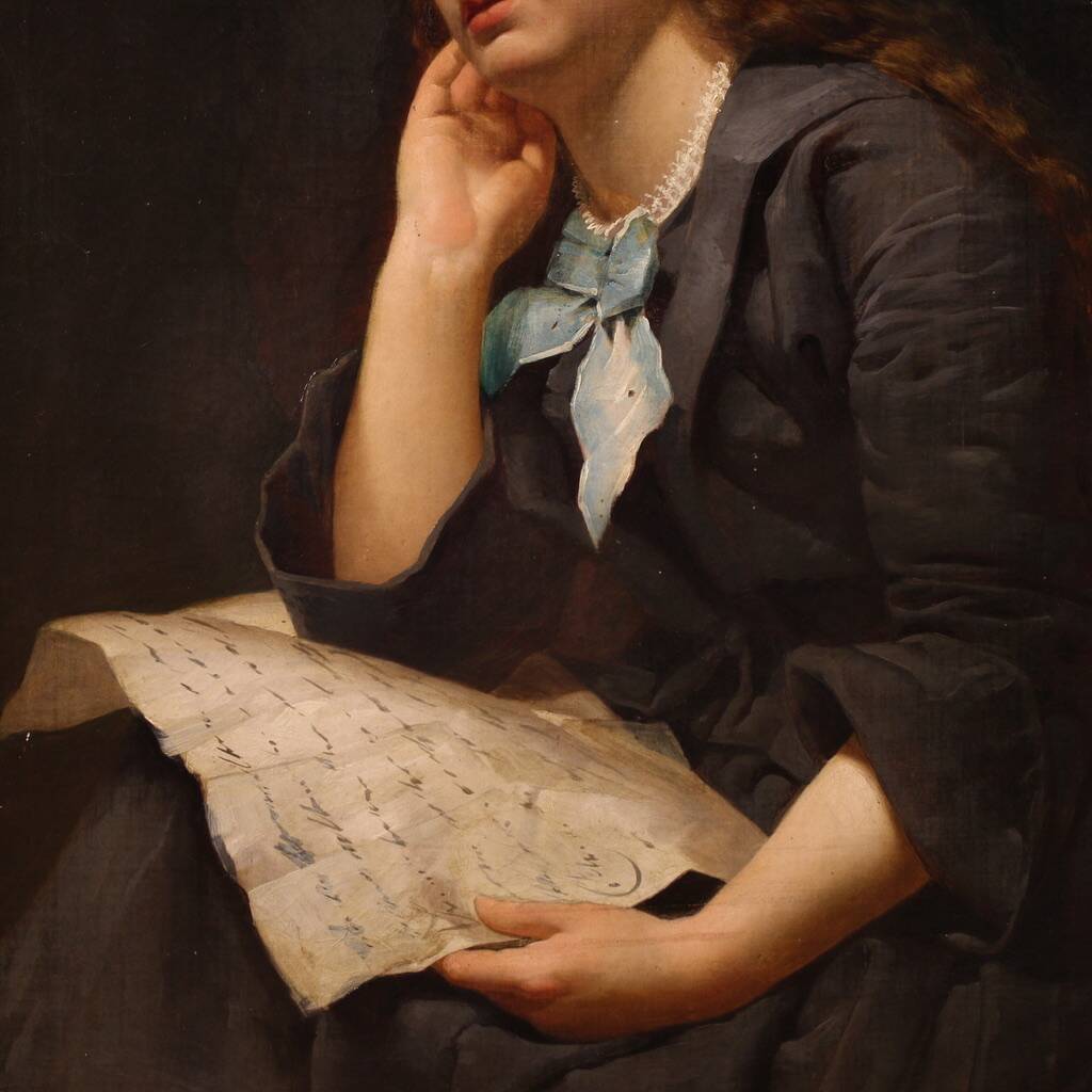 Great 19th century painting portrait of a lady