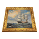 Large Marine Painting 3-Mast Sailing Ship - Sunset Sky