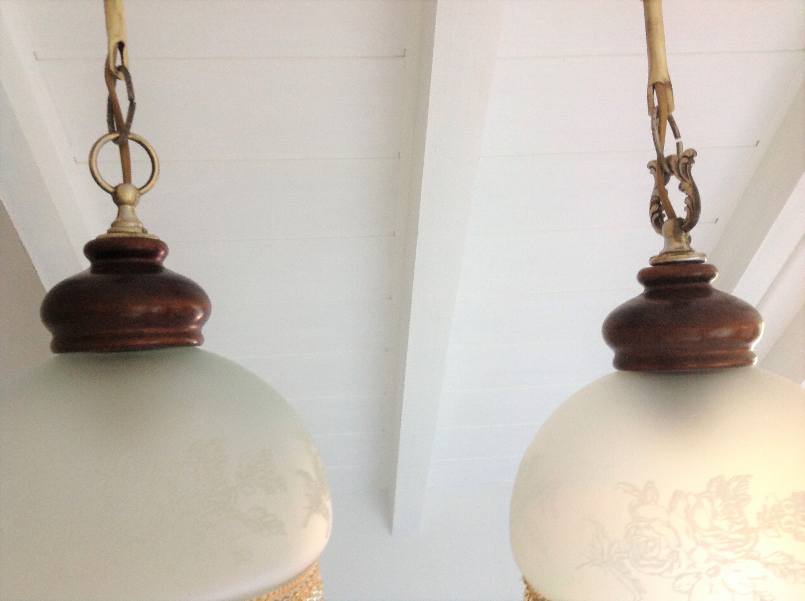 Pair of art deco style frosted glass globes