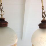Pair of art deco style frosted glass globes