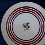 4 hollow plates in Gien earthenware red edain and flower diam 22.5 cm