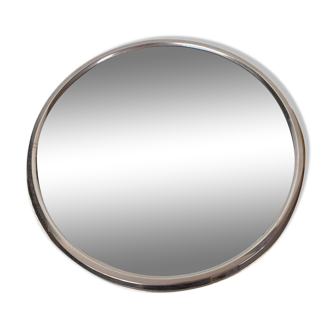 Art deco mirror tray in chrome and bakelite 1960s round shape