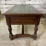 Double-sided desk with leather top