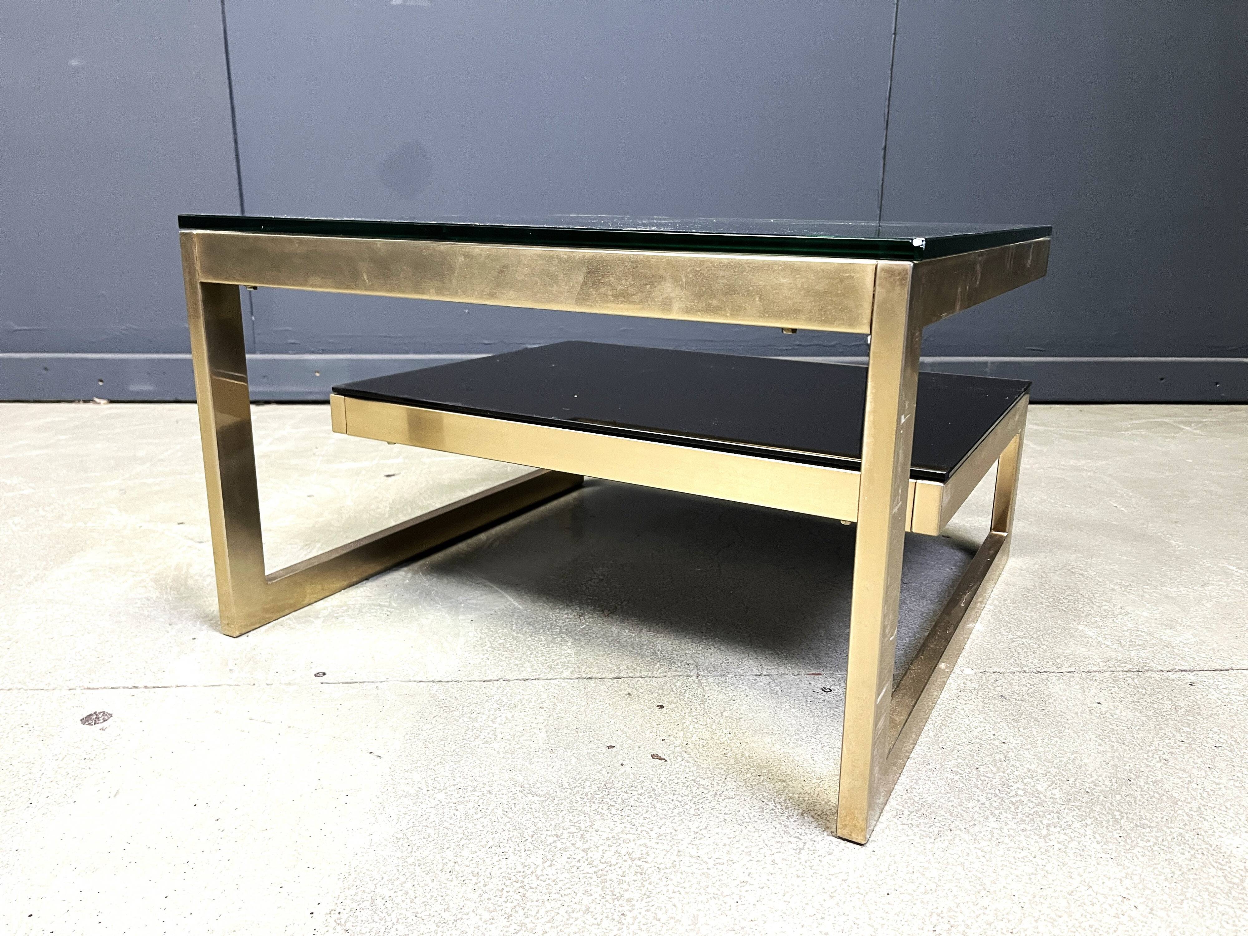 Vintage 23kt gold layered G shaped coffee table by Belgochrom, 1970s