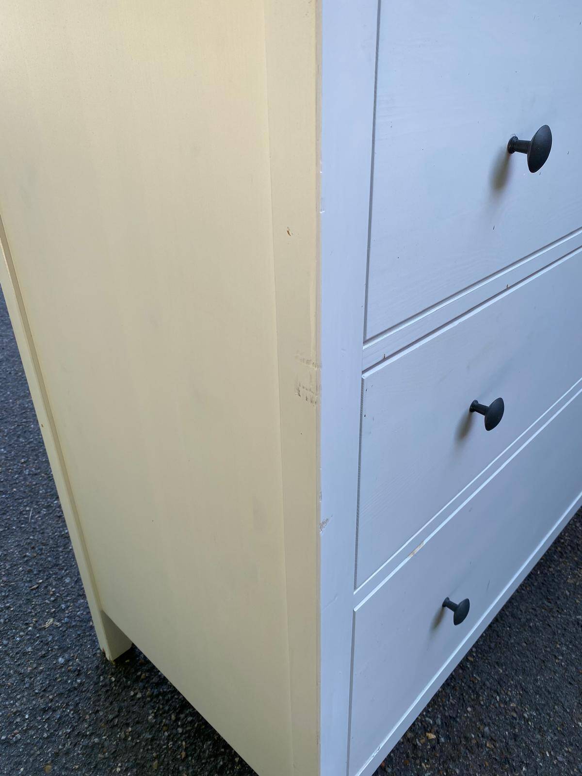 Scandinavian white and solid wood chest of drawers with 3 drawers