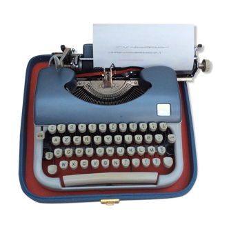 Vintage Blue Script Portable Typewriter Dimensions: Height -11cm- Width -36cm- Pr-36cm-