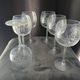 Set of 6 balloon wine glasses in engraved crystal with satin stems - 1980s/90s