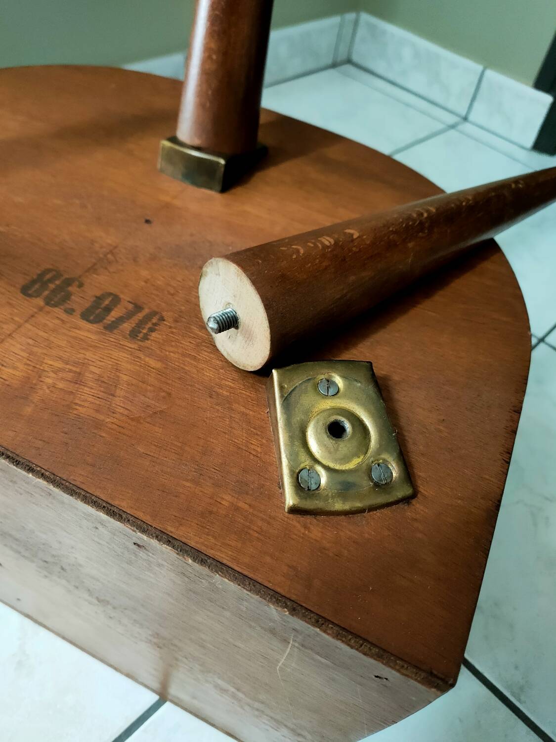 Vintage oak tripod bedside table