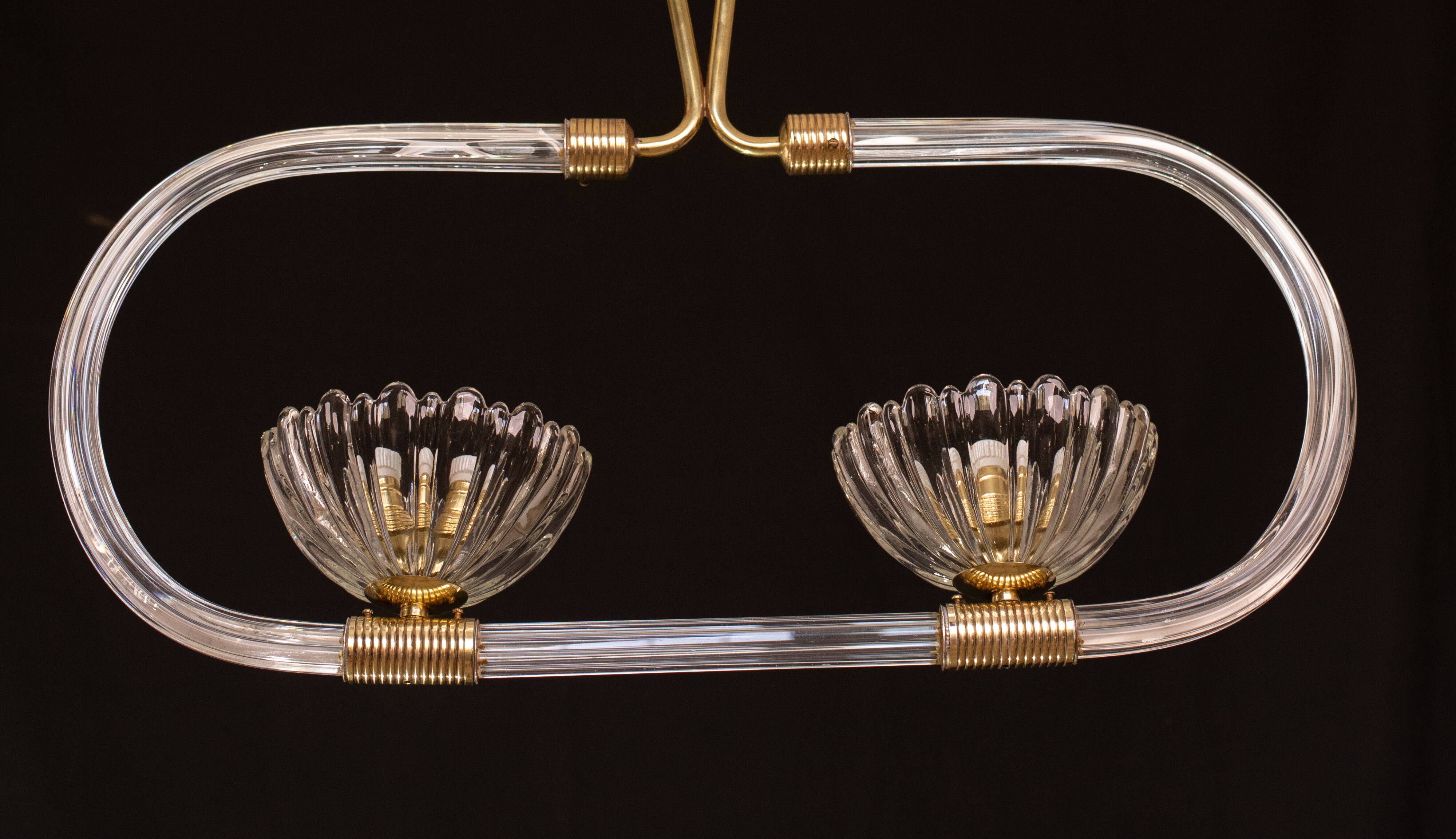 Extraordinary two-cup Art Deco candlestick by Barovier and Toso, 1940s