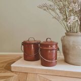 Set of 2 enamelled sheet metal pots
